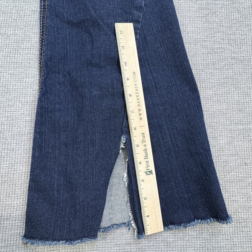 Cruel Womens Size 32/13 S Blue Denim Hannah Flared Leg Jeans Frayed Split Hem - Picture 12 of 13